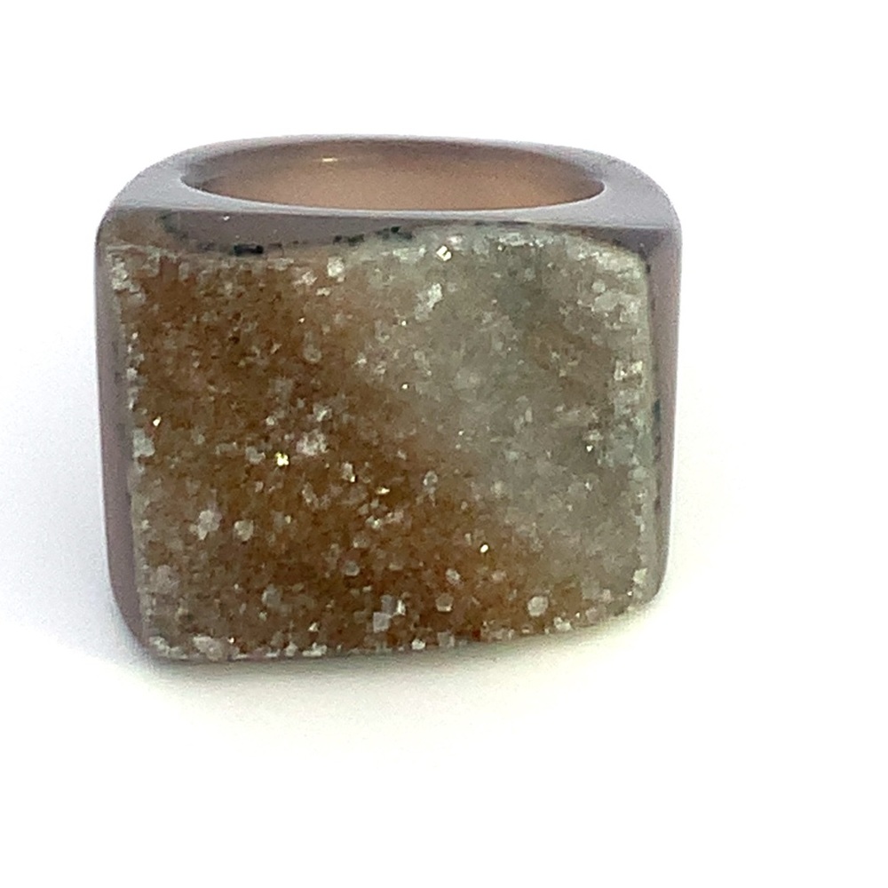 Carved Agate Druzy Ring